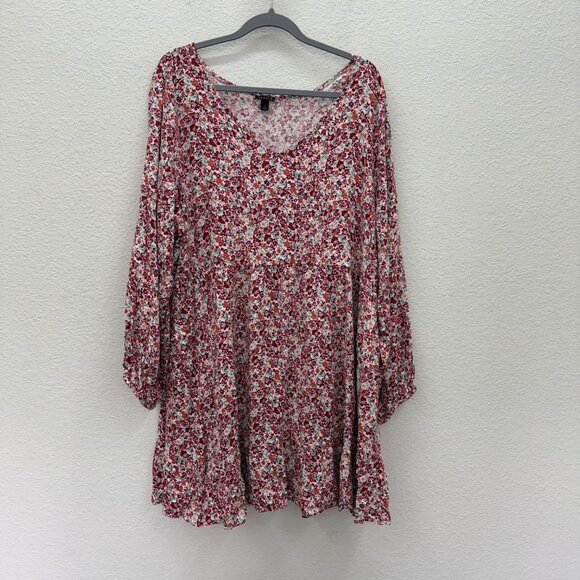 Torrid Floral Rayon Long Sleeve Vneck Mini Skater Dress 16749816 Womens size 3X - Picture 1 of 8